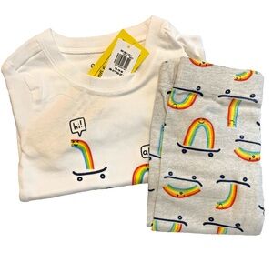 Pajamas 12-18M PJs Baby Rainbow Aloha Hola Skateboard Short Sleeve New 2pc Set